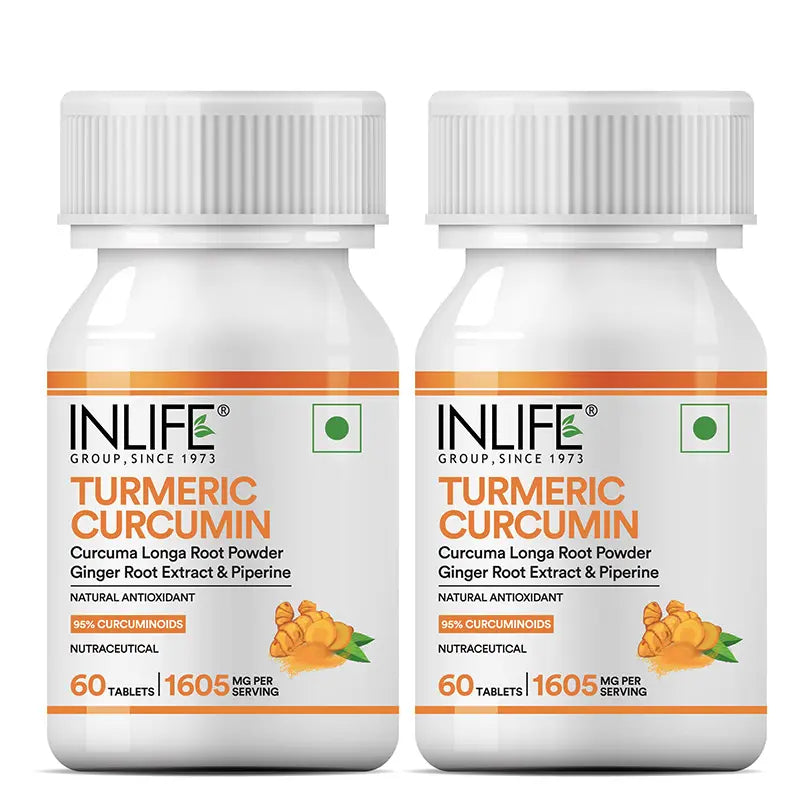 Inlife Turmeric Curcumin Tablets with Piperine | 95% Curcuminoids High-Absorption Supplements | Anti-Inflammatory & Antioxidant Support | 1605 mg per serving |60 Veg. Tablets