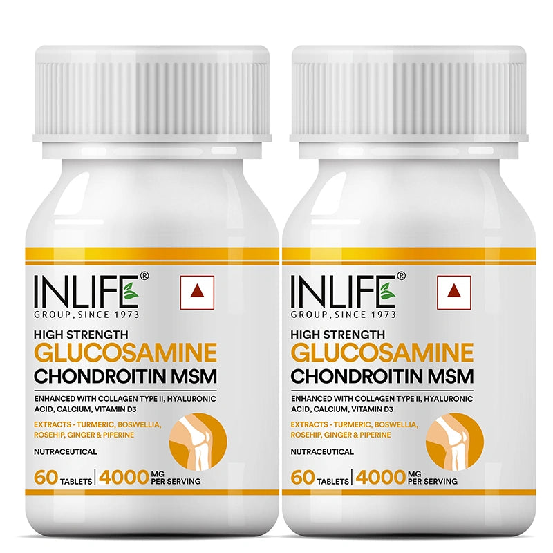Inlife Glucosamine MSM Chondroitin & Collagen Tablets with Hyaluronic Acid, Calcium & Vitamin D3 | Tablets