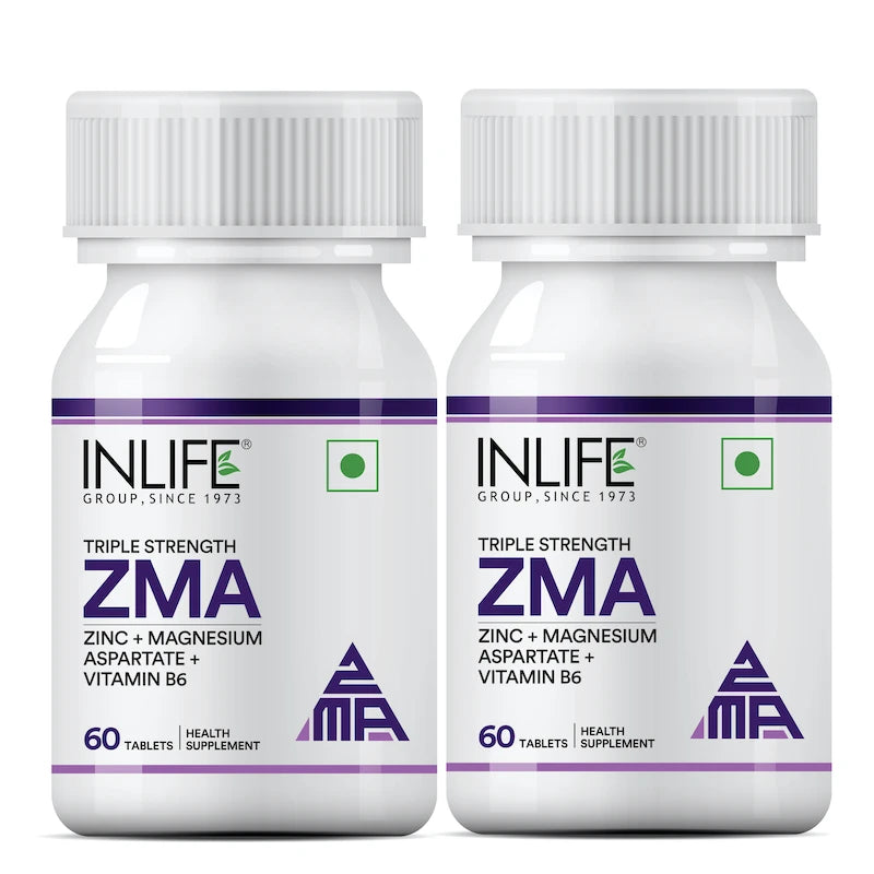 Inlife ZMA- Zinc Magnesium Aspartate and Vitamin B6 Supplement for Men and Women | Muscle Recovery and Sleep Support Supplement | Vegetarian Tablets