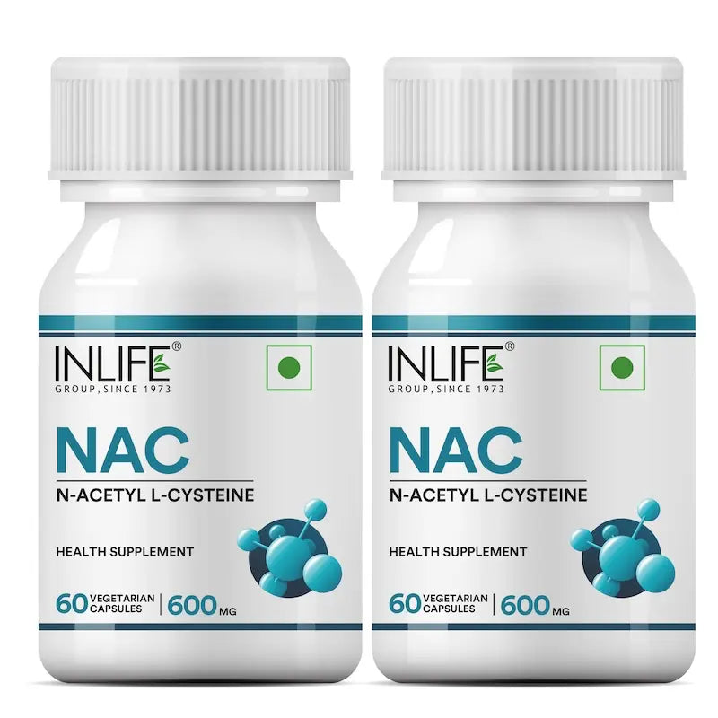 Inlife N-Acetyl Cysteine (NAC) Supplement 600mg | Supports Liver & Respiratory Health | Veg. Capsules