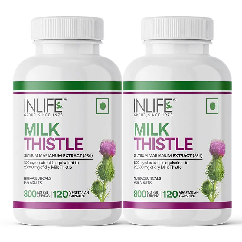 Inlife Milk Thistle Supplement | 800mg Per Serving | 60 & 120 Vegetarian Capsules