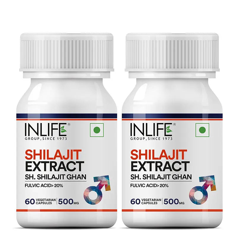 Inlife Shilajit Extract Supplement, 500 mg, Veg. Capsules