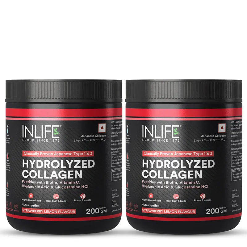 Inlife Hydrolyzed Japanese Collagen Peptides, with Biotin, Hyaluronic Acid & Glucosamine HCl, Powder