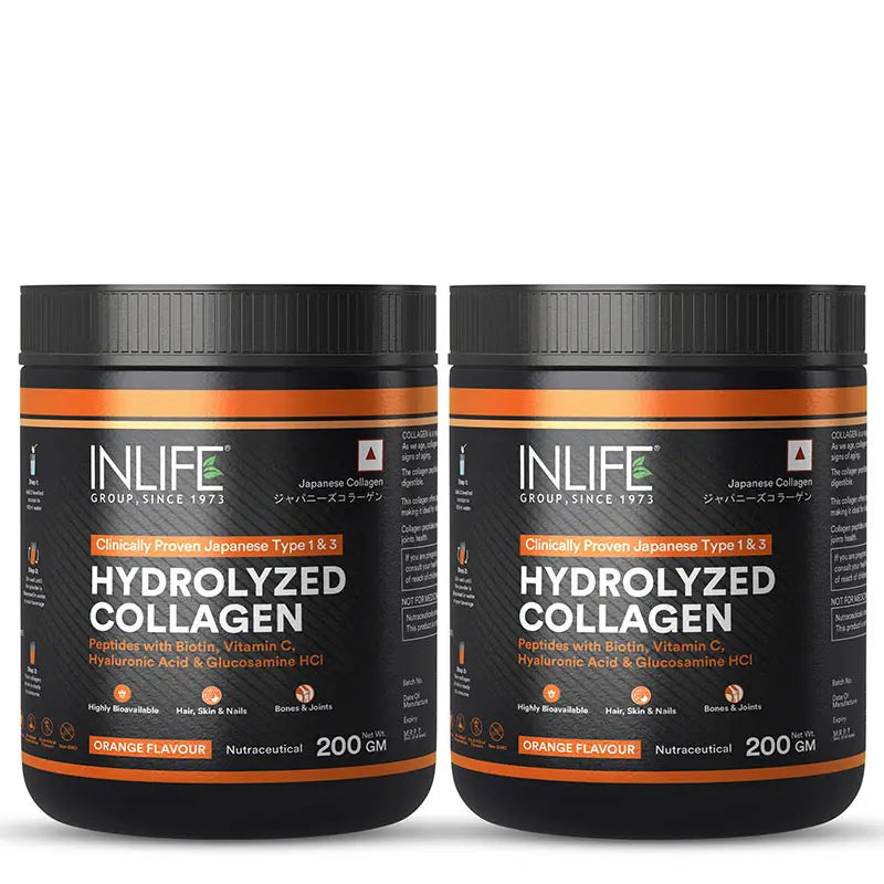 Inlife Hydrolyzed Japanese Collagen Peptides, with Biotin, Hyaluronic Acid & Glucosamine HCl, Powder