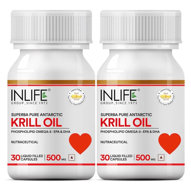 Inlife Krill Oil Omega 3 Fatty Acid Supplement | 500mg | Capsules