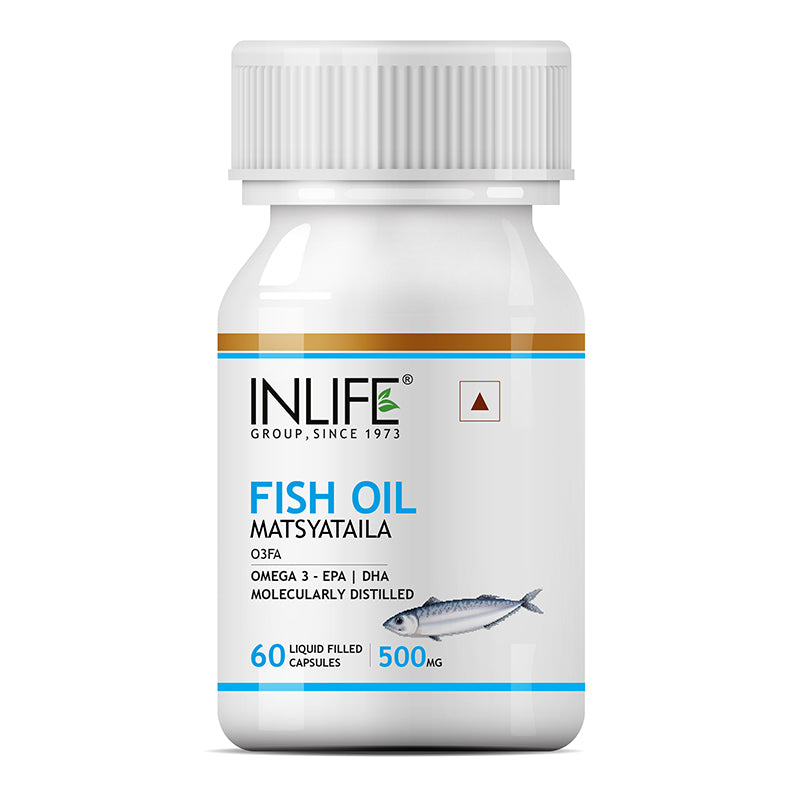 INLIFE Fish Oil Omega 3 Fatty Acids Supplement, 500mg (60 Capsules)