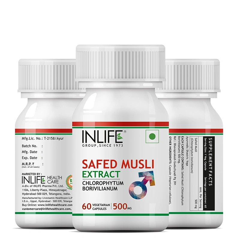 Inlife Safed Musli Extract Supplement |500mg | Veg. Capsules