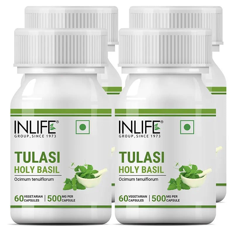 Inlife Tulsi (Tulasi) Holy Basil Extract Supplement | Veg. Capsules