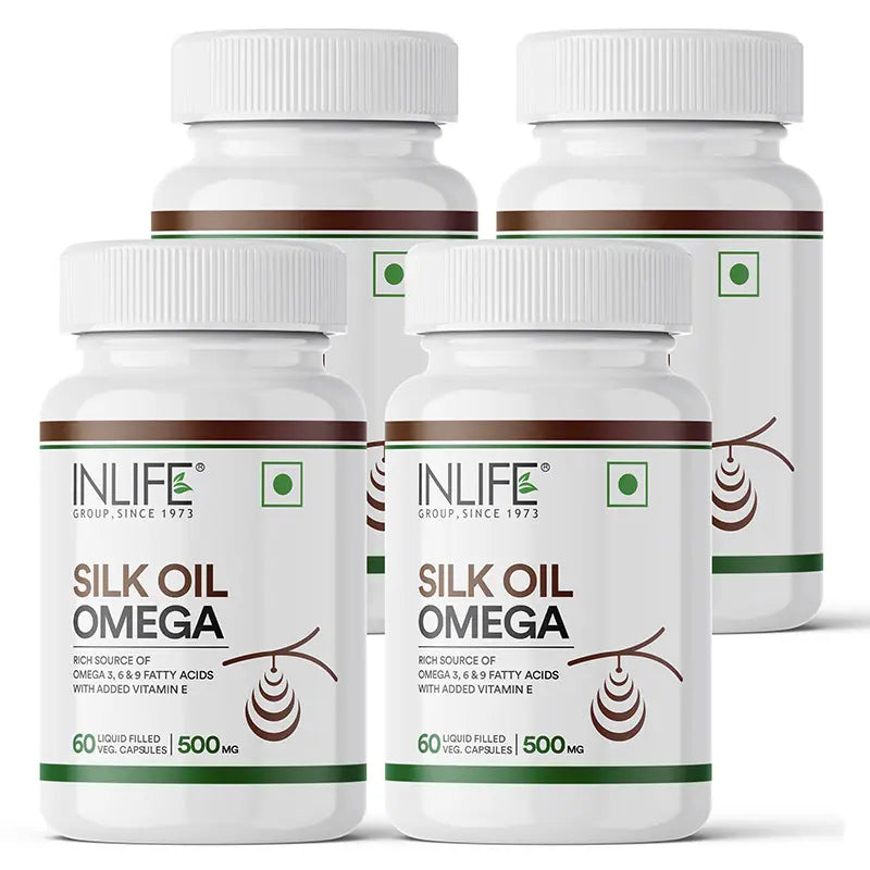 Inlife Silk Oil Veg. Omega 3 6 9 Capsules | 500mg | 60 Veg. Capsules