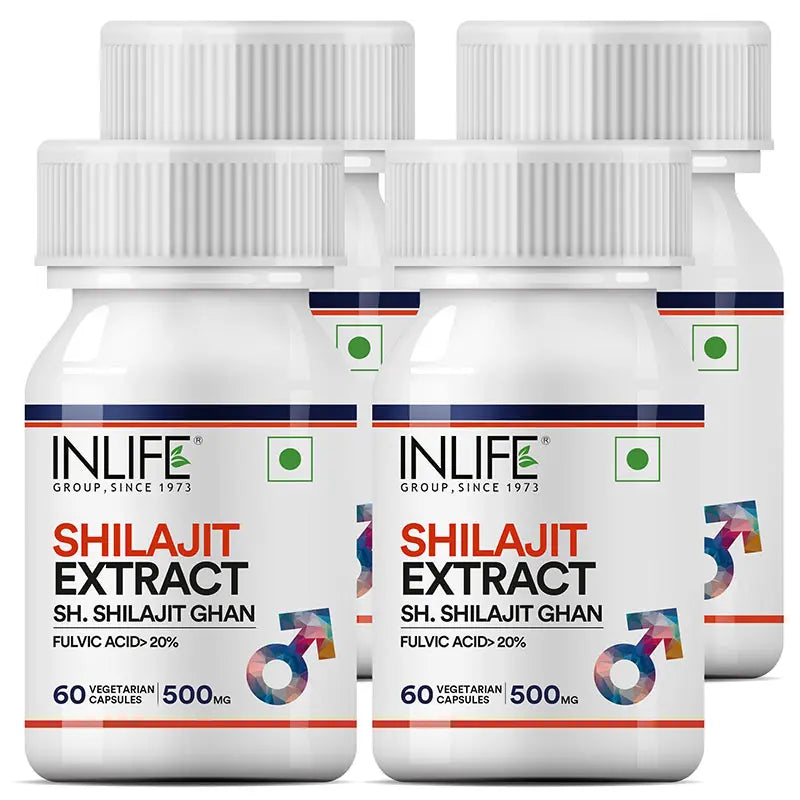Inlife Shilajit Extract Supplement, 500 mg, Veg. Capsules