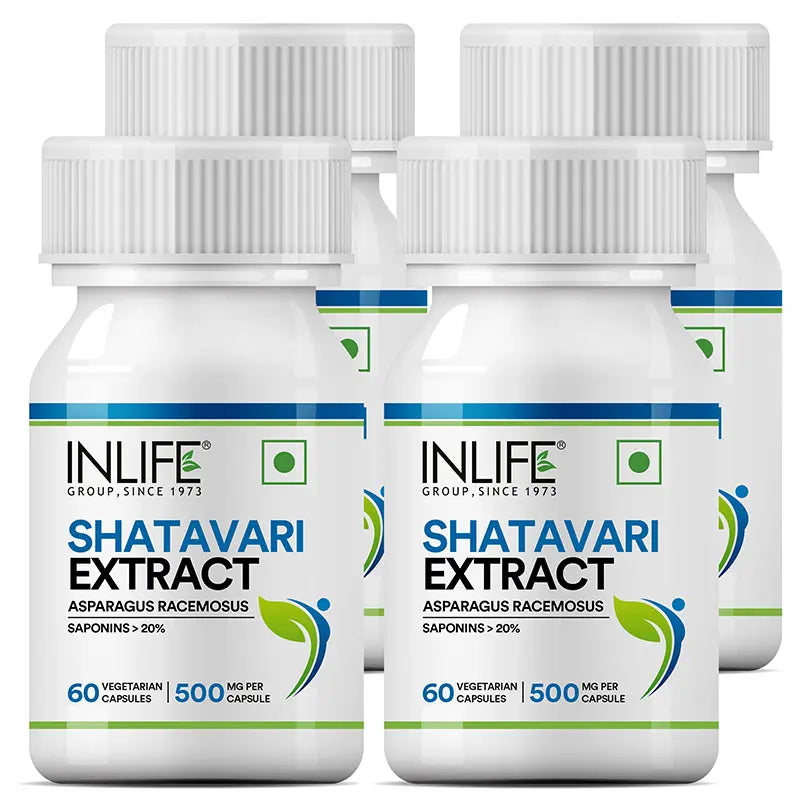 Inlife Shatavari Extract (Saponins>20%), 500mg | Veg. Capsules
