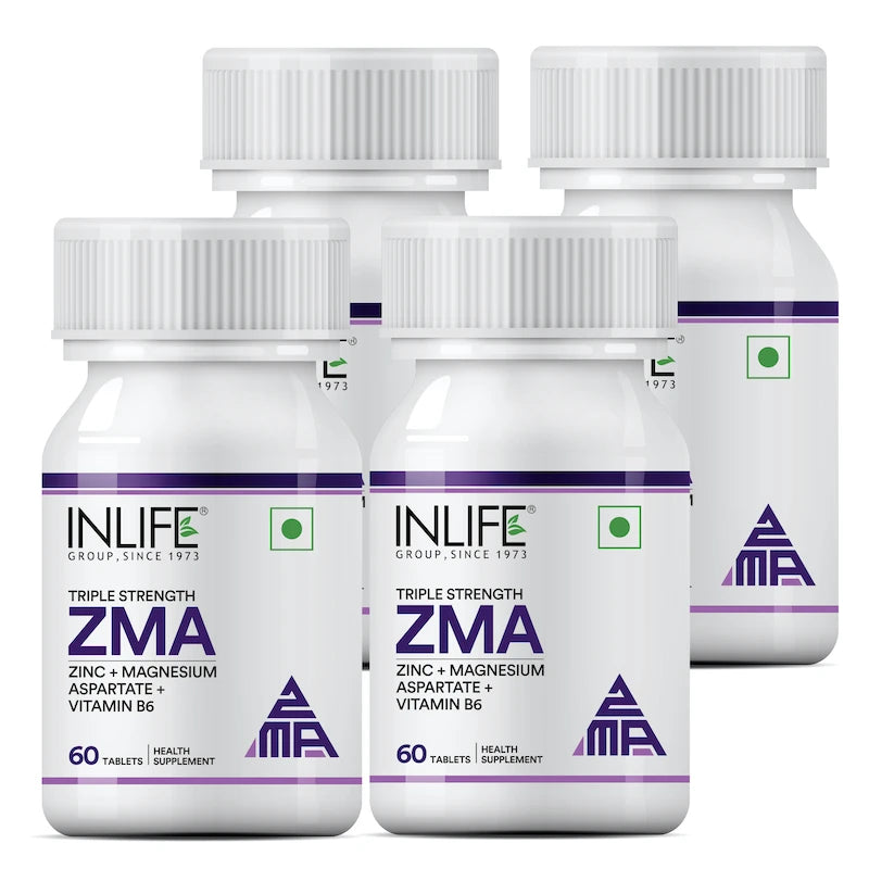 Inlife ZMA- Zinc Magnesium Aspartate and Vitamin B6 Supplement for Men and Women | Muscle Recovery and Sleep Support Supplement | Vegetarian Tablets