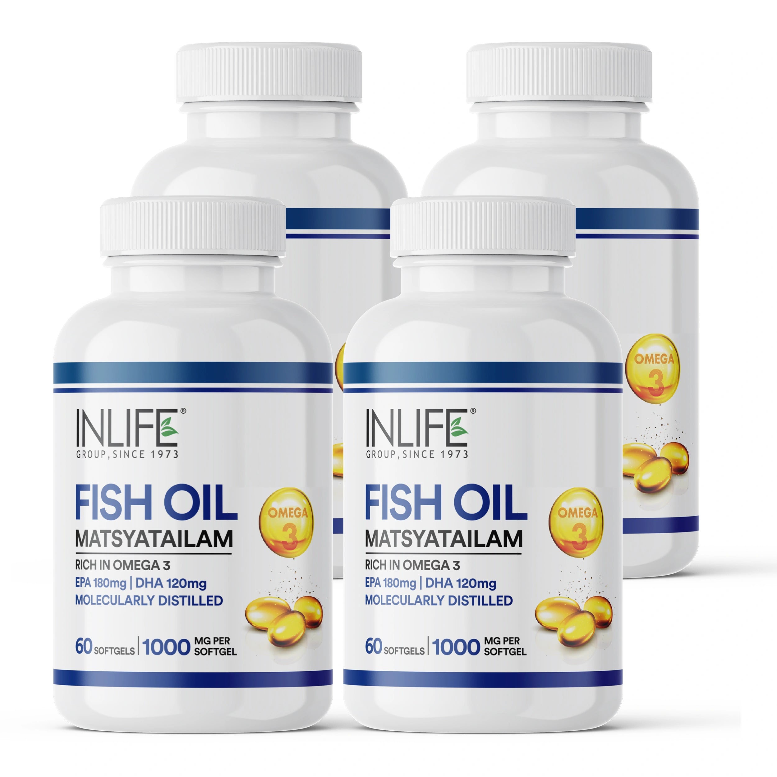Inlife Fish Oil Capsules Omega 3 Supplement, 1000mg, Softgels