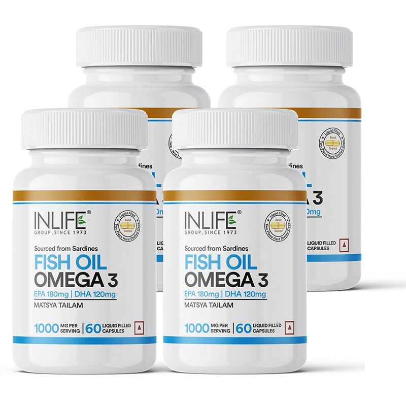 Inlife Fish Oil Omega 3 Fatty Acids Supplement | 1000mg per serving