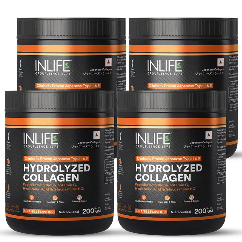 Inlife Hydrolyzed Japanese Collagen Peptides, with Biotin, Hyaluronic Acid & Glucosamine HCl, Powder