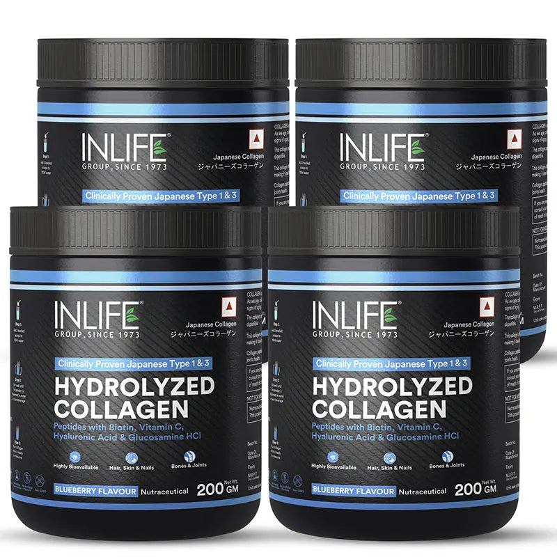 Inlife Hydrolyzed Japanese Collagen Peptides, with Biotin, Hyaluronic Acid & Glucosamine HCl, Powder