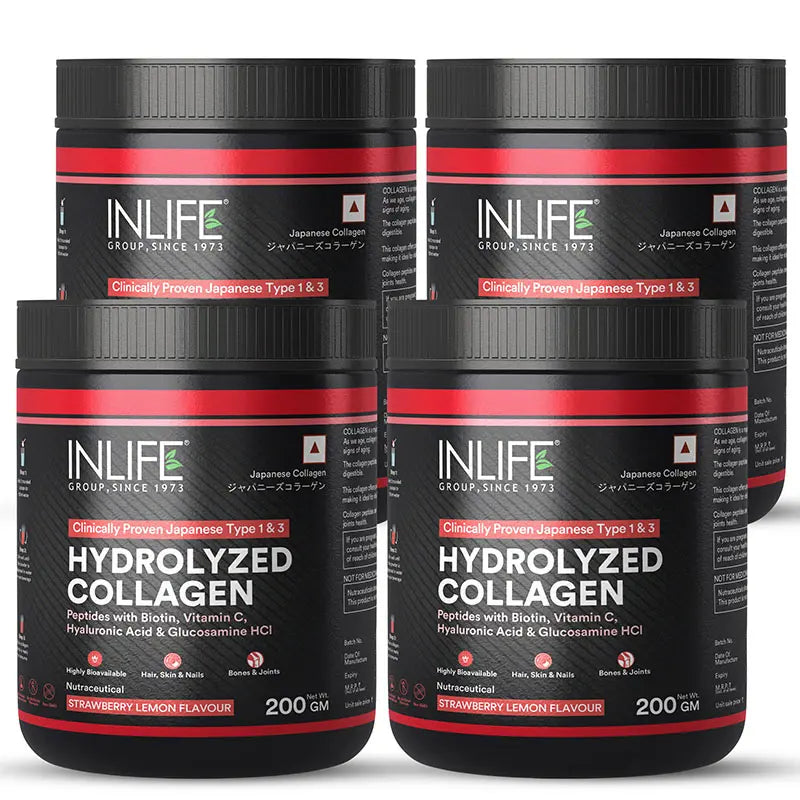 Inlife Hydrolyzed Japanese Collagen Peptides, with Biotin, Hyaluronic Acid & Glucosamine HCl, Powder