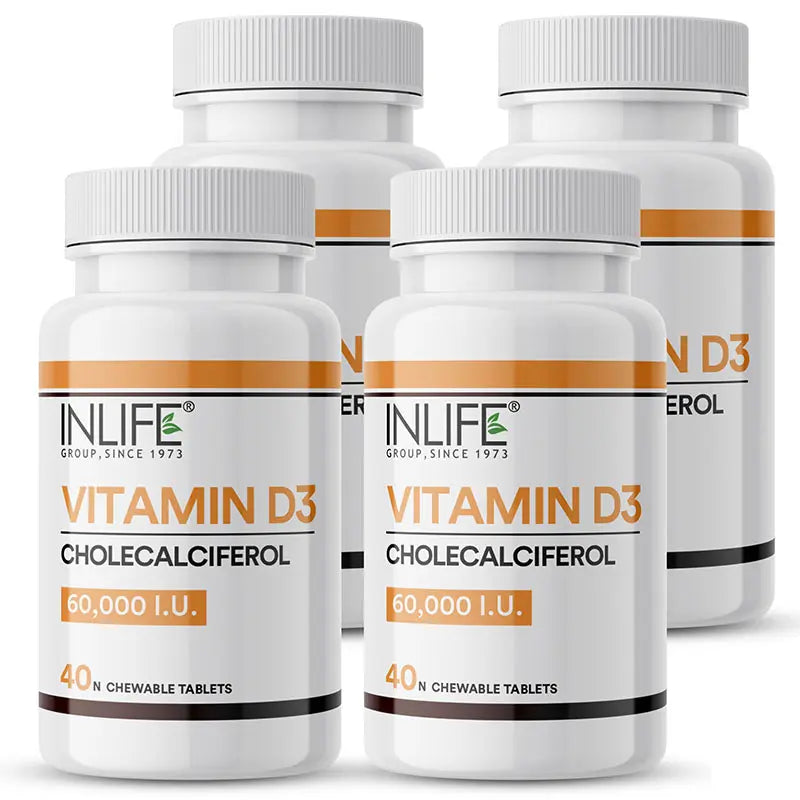 Inlife Vitamin D3 60000 IU Chewable Tablets | Cholecalciferol Supplement | 40 Tablets