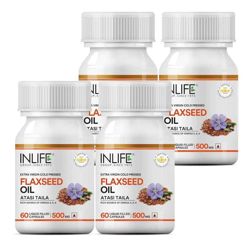 Inlife Flaxseed Oil Omega 3,6,9 Fatty Acids Supplement | 500mg | 60 Capsules