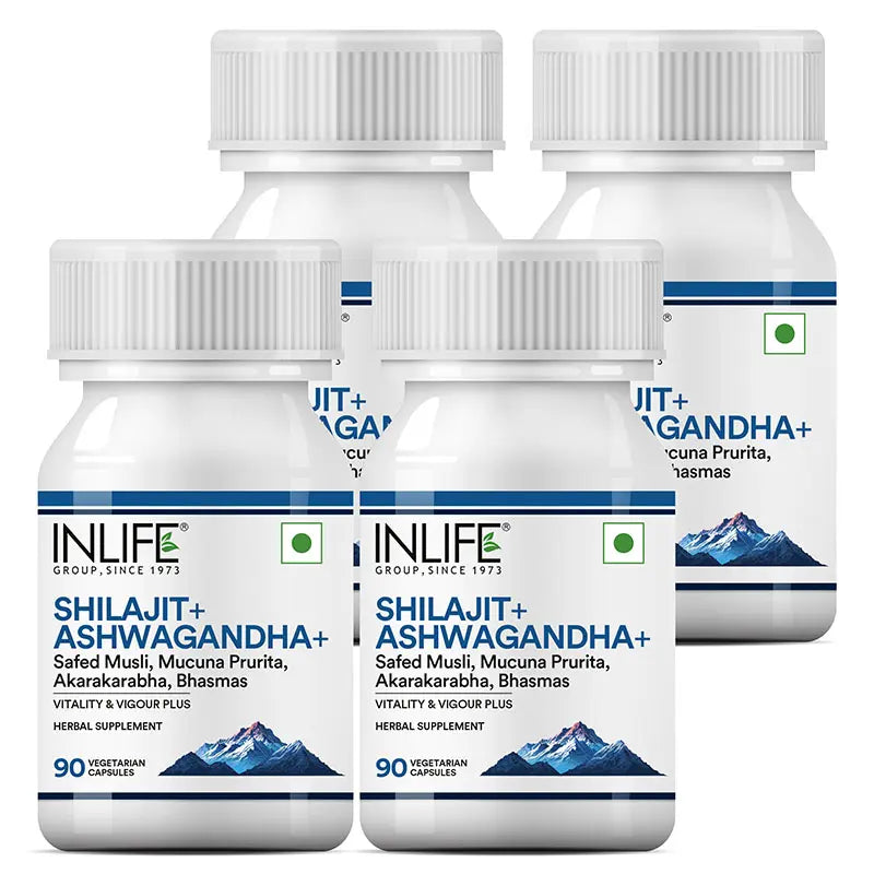Inlife Shilajit + Ashwagandha | Vegetarian Capsules