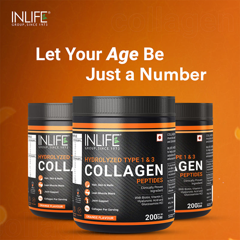 INLIFE Hydrolysed Collagen Peptides with Biotin, Hyaluronic Acid & Glucosamine HCl, 200g