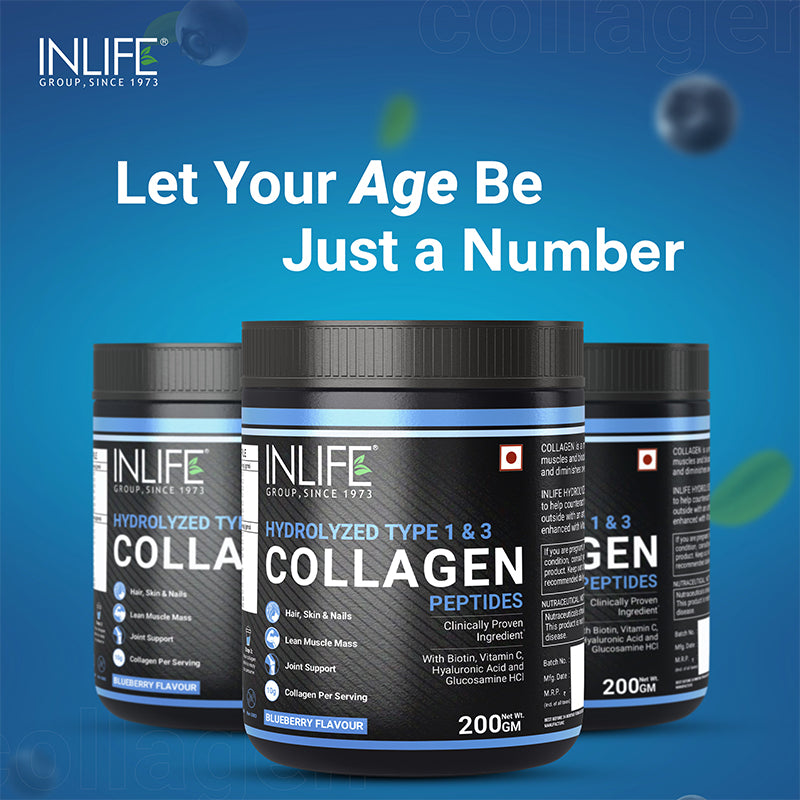 INLIFE Hydrolysed Collagen Peptides with Biotin, Hyaluronic Acid & Glucosamine HCl, 200g