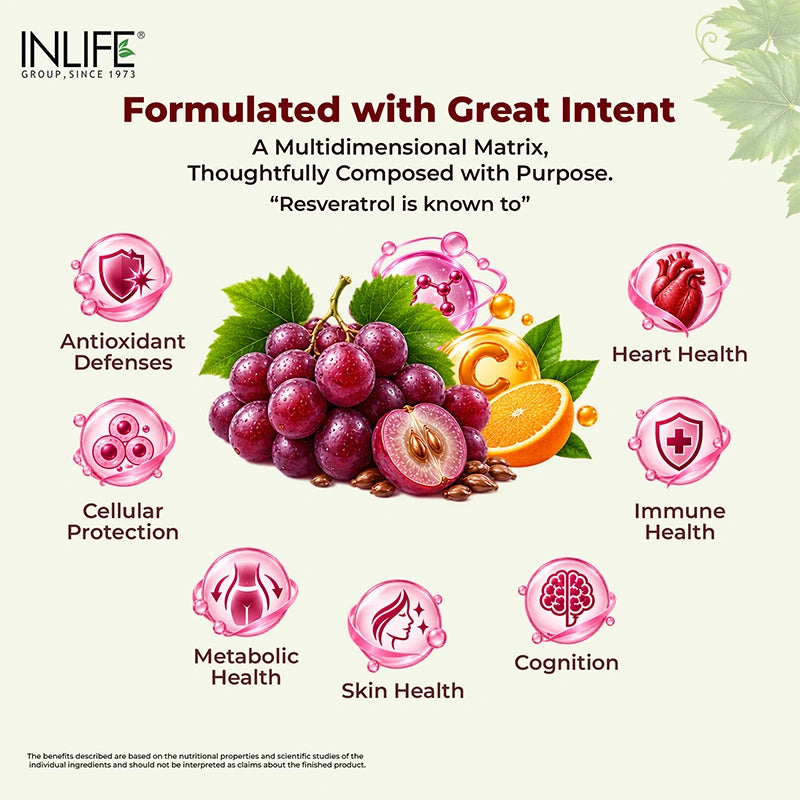 Inlife Natural Trans Resveratrol from Japanese Knotweed, Vegetarian Capsules
