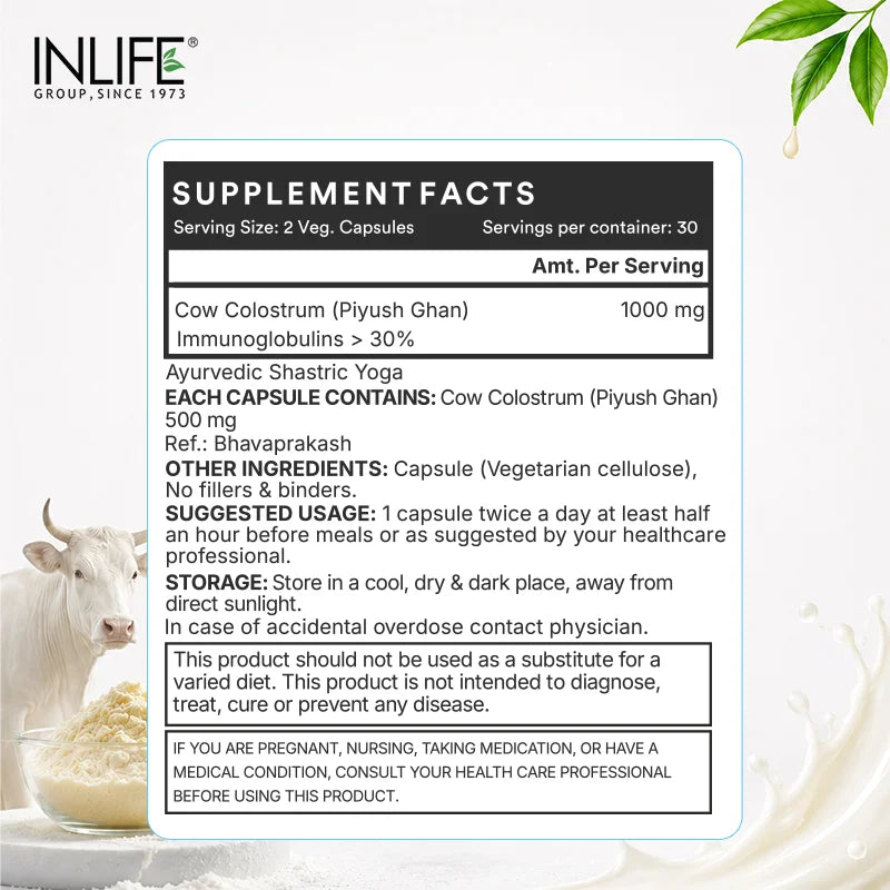 Inlife Cow Colostrum 1000 mg Veg. Capsules