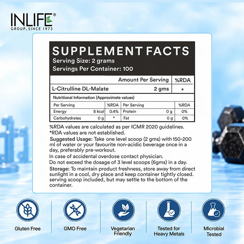 Inlife Citrulline Malate Powder 2:1 Supplement