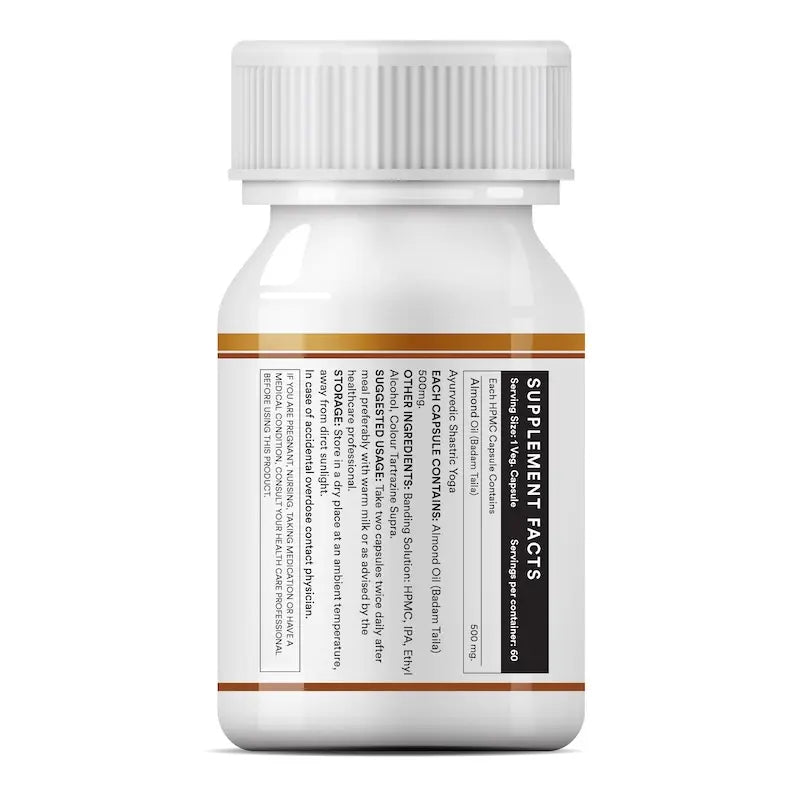 Inlife Sweet Almond Oil Capsules Supplement | 60 Veg. Capsules