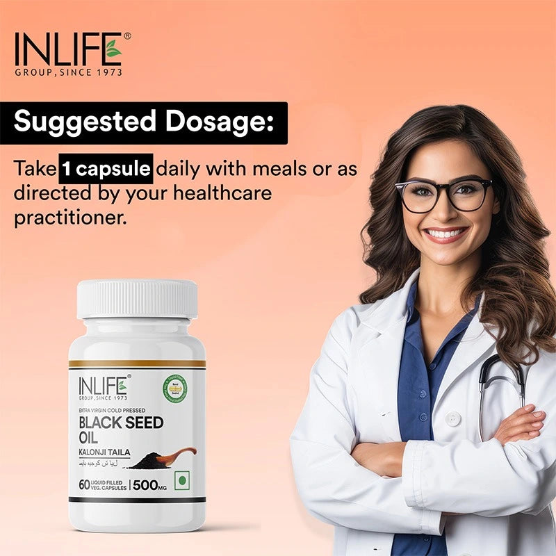 Inlife Black Seed Oil Supplement | Kalonji Oil Capsules | 500mg | Veg. Capsules