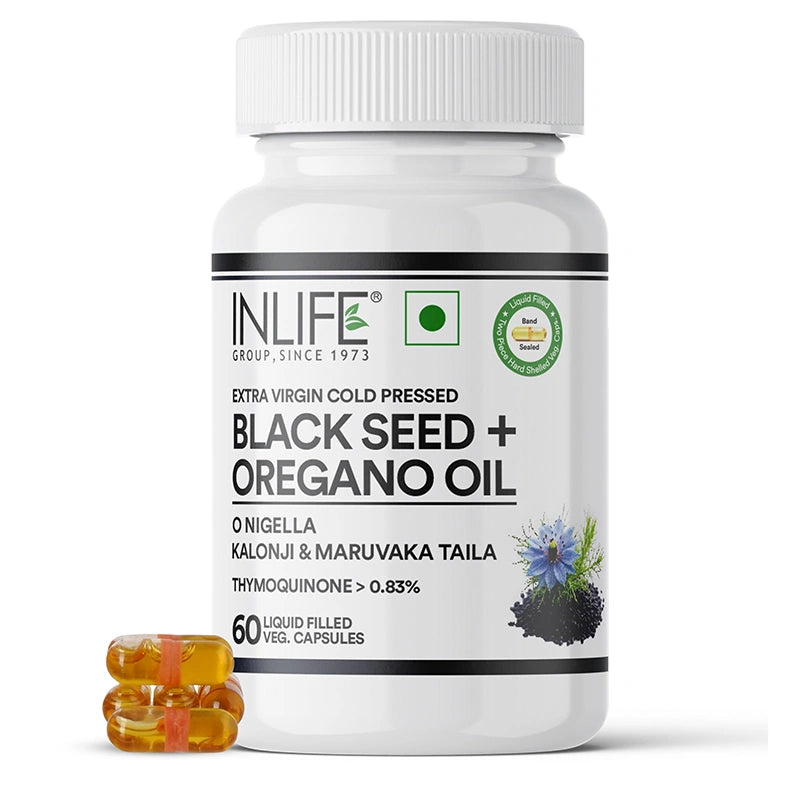 Inlife Black Seed Oil with Oregano, Veg Liquid Filled Capsules