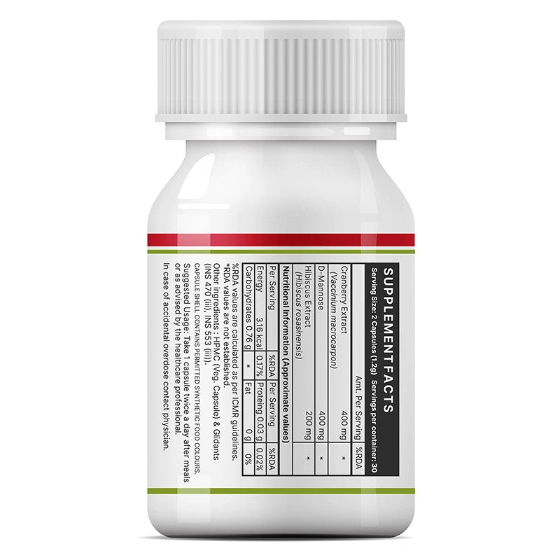 Inlife Cranberry, D-Mannose & Hibiscus, Veg. Capsules