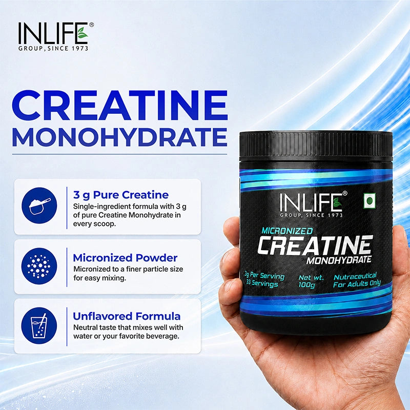 Inlife Micronized Creatine Monohydrate Powder, 3 g Per Serving