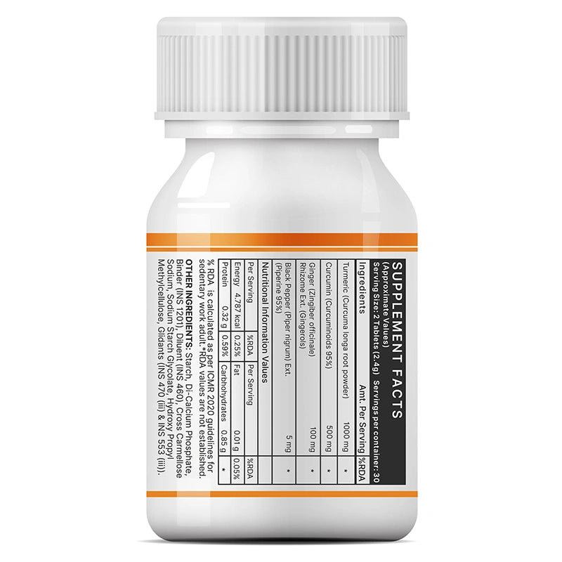 Inlife Turmeric Curcumin Supplement with Ginger & Black Pepper, 1605 mg, Natural Antioxidant Formula, Veg. Tablets