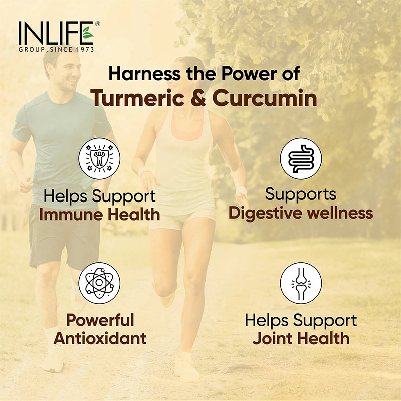 Inlife Turmeric Curcumin Supplement with Ginger & Black Pepper, 1605 mg, Natural Antioxidant Formula, Veg. Tablets