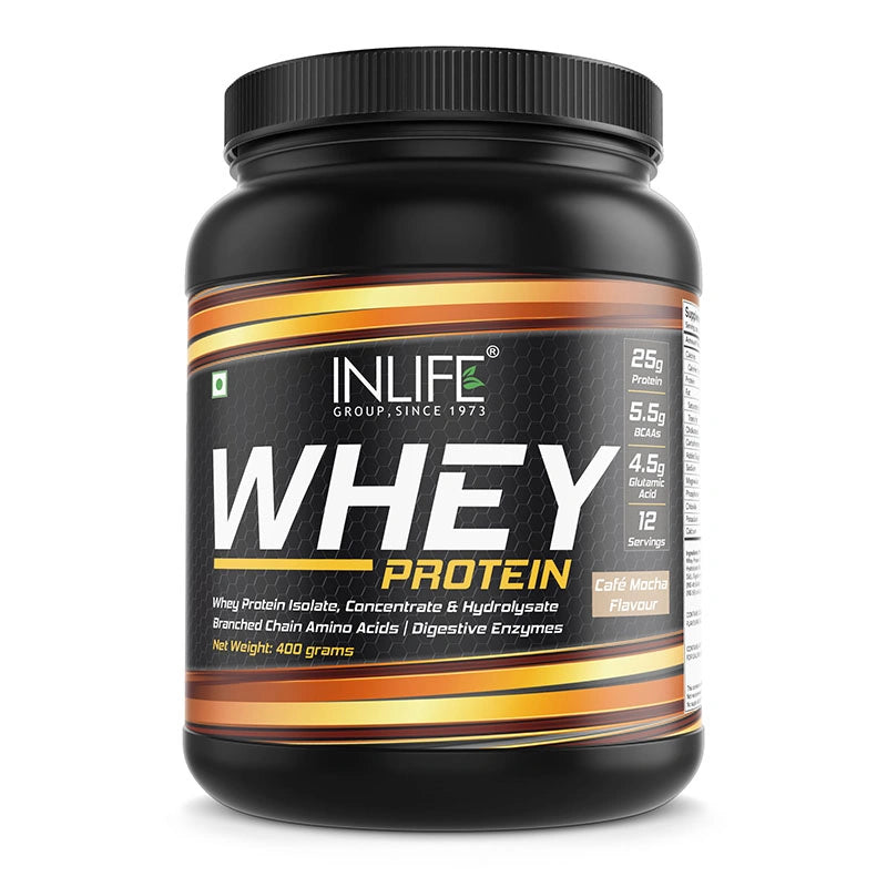 Inlife Whey Protein Powder | 400 gm | (Cafe Mocha) with Creatinine Monohydrate | 100 gm | Combo Pack