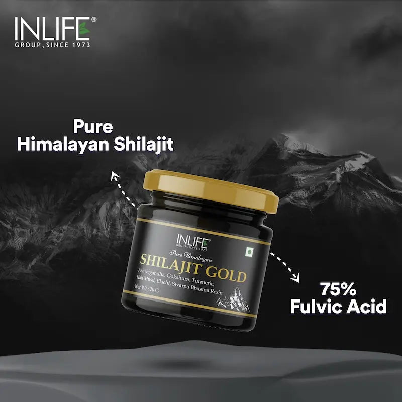 Inlife Shilajit Gold Resin with Ashwagandha, Tribulus, Turmeric, Kali Musli | 20g