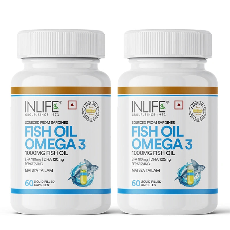 Inlife Fish Oil Liquid Filled Capsules, EPA 180 mg & DHA 120 mg per serving