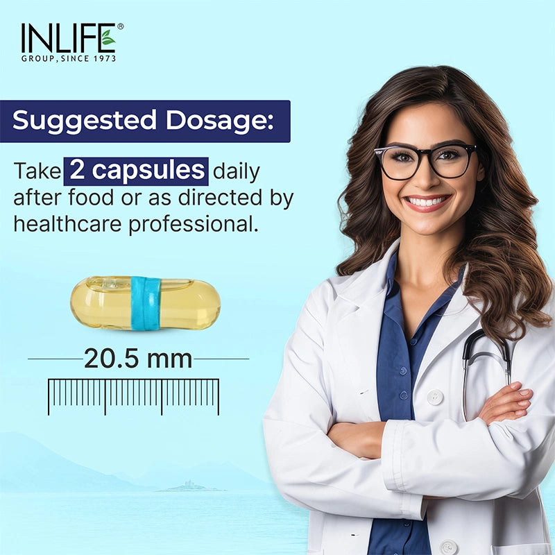 Inlife Fish Oil Liquid Filled Capsules, EPA 180 mg & DHA 120 mg per serving