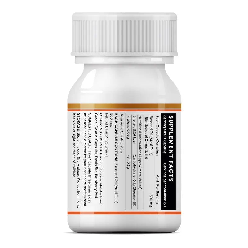Inlife Flaxseed Oil Omega 3,6,9 Fatty Acids Supplement | 500mg | 60 Capsules