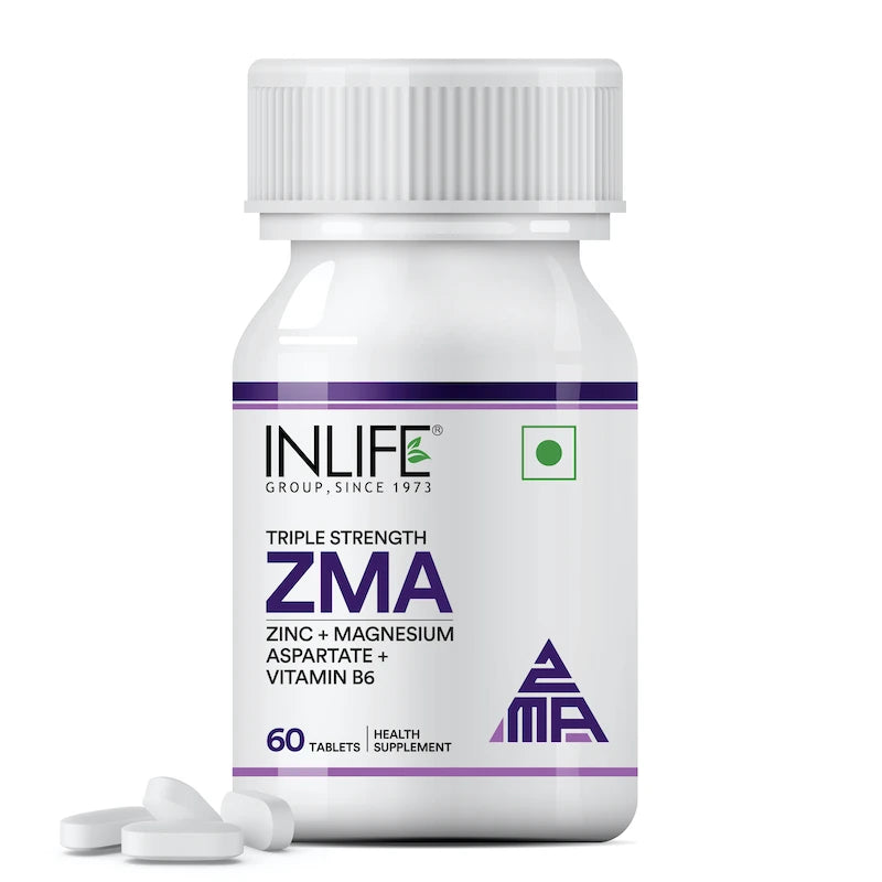 Inlife ZMA- Zinc Magnesium Aspartate and Vitamin B6 Supplement for Men and Women | Muscle Recovery and Sleep Support Supplement | 60 Vegetarian Tablets