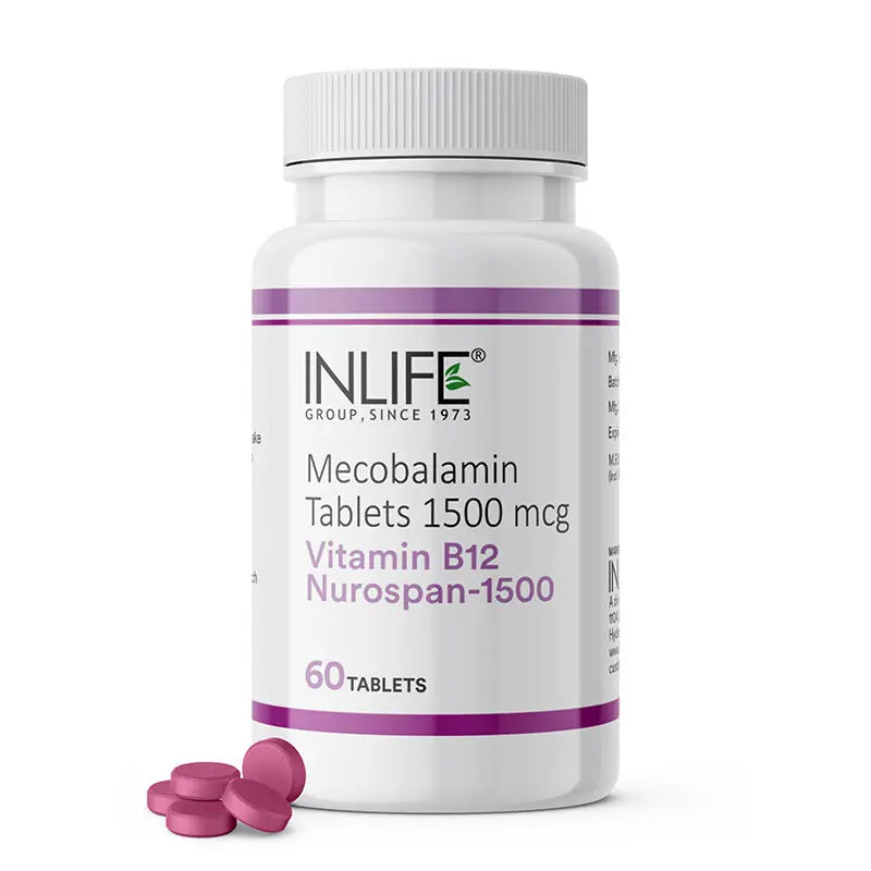 Inlife Vitamin B12 Supplement Methylcobalamin (Mecobalamin) 1500mcg Tablets