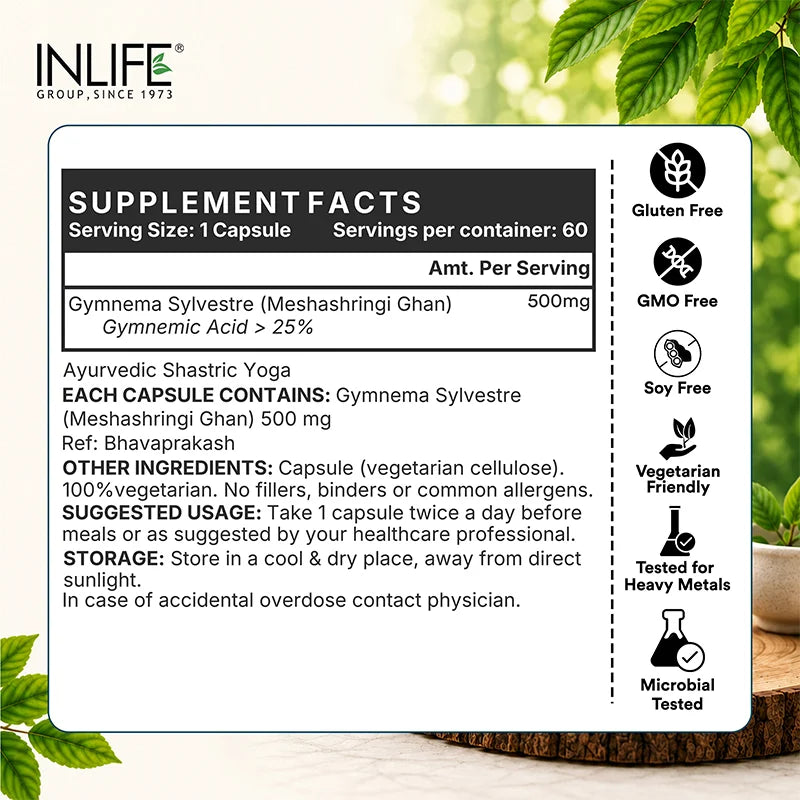 Inlife Gymnema Sylvestre Extract Supplement, 500mg Veg. Capsules
