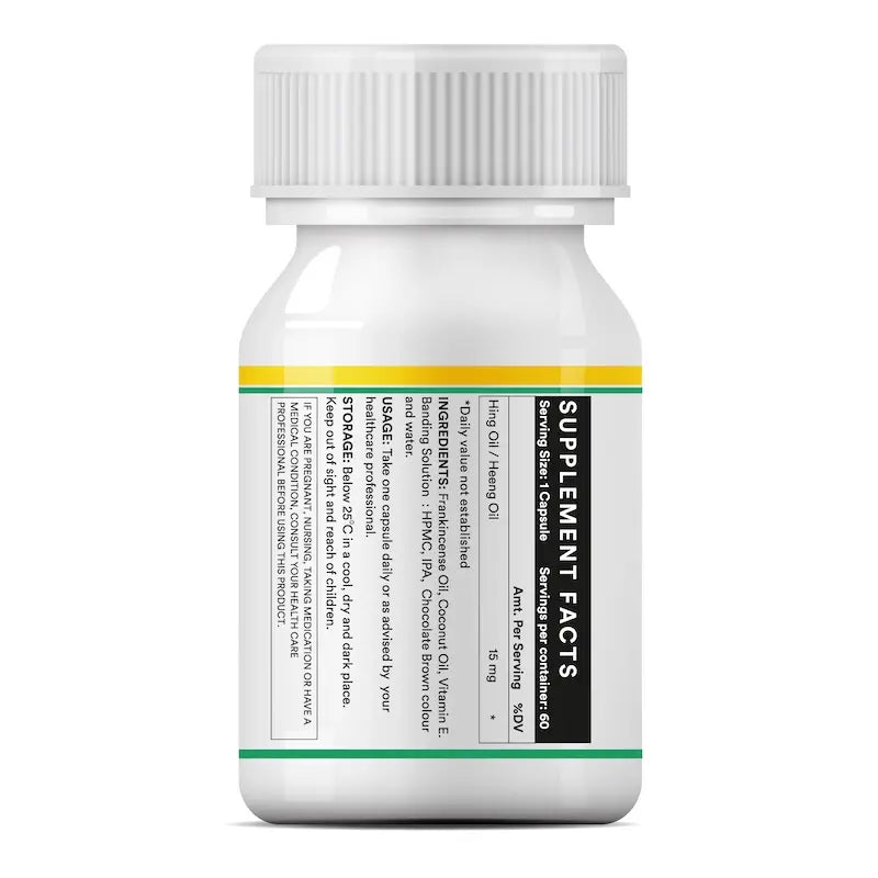 Inlife Hing Oil Capsules (Asafoetida) Supplement, 15mg | Veg. Capsules