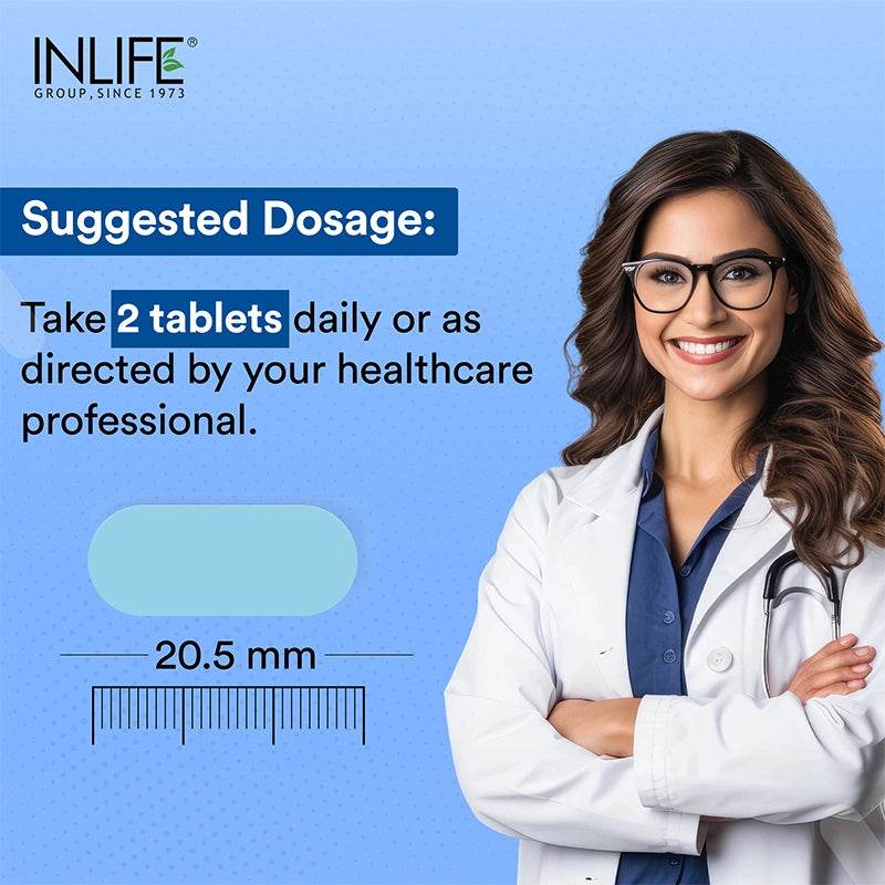 Dosage guide for INLIFE magnesium complex tablets for sleep support, muscle function and relaxation