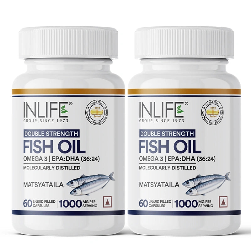 INLIFE double strength fish oil capsules pack of 2 bottles.