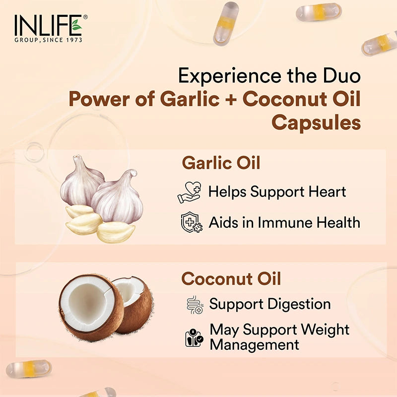 The powerful combo of garlic and coconut oil supports hart health, immunity, digestion and supports weight management.