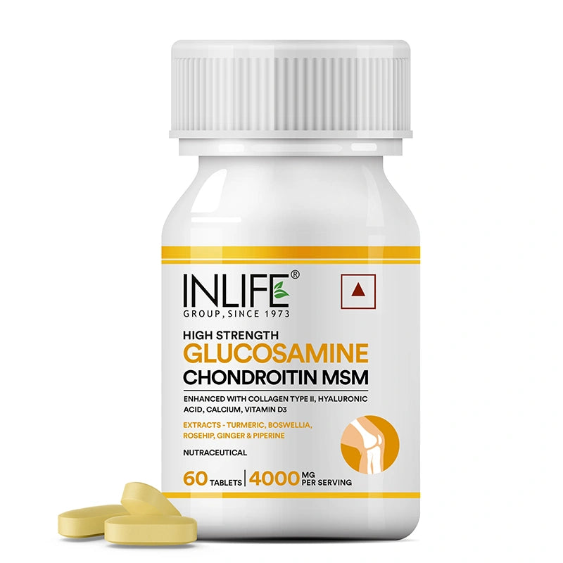 INLIFE High Strength Glucosamine MSM Chondroitin tablets bottle containing 60 tablets.