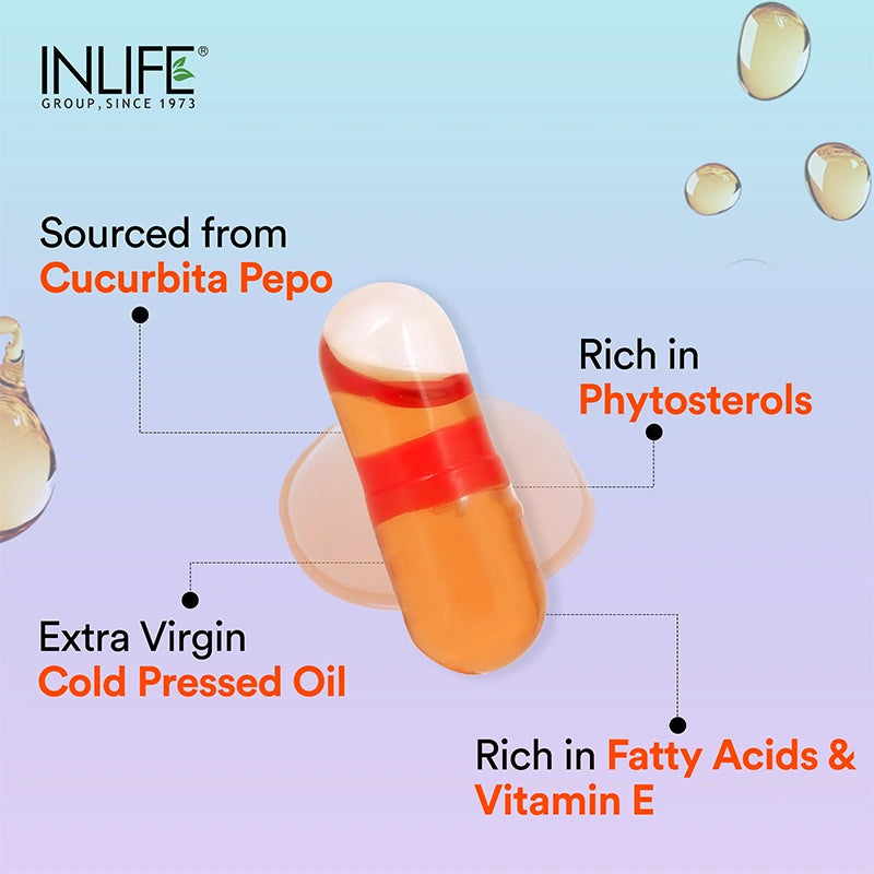 INLIFE pumpkin seed oil is sourced from Cucurbita Pepo which is rich in phytosterols, omega 3,6,9 fatty acids